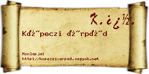 Köpeczi Árpád névjegykártya