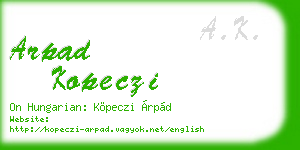 arpad kopeczi business card